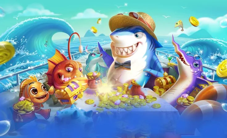 Adegan ikan dan meriam dalam permainan arcade bawah laut